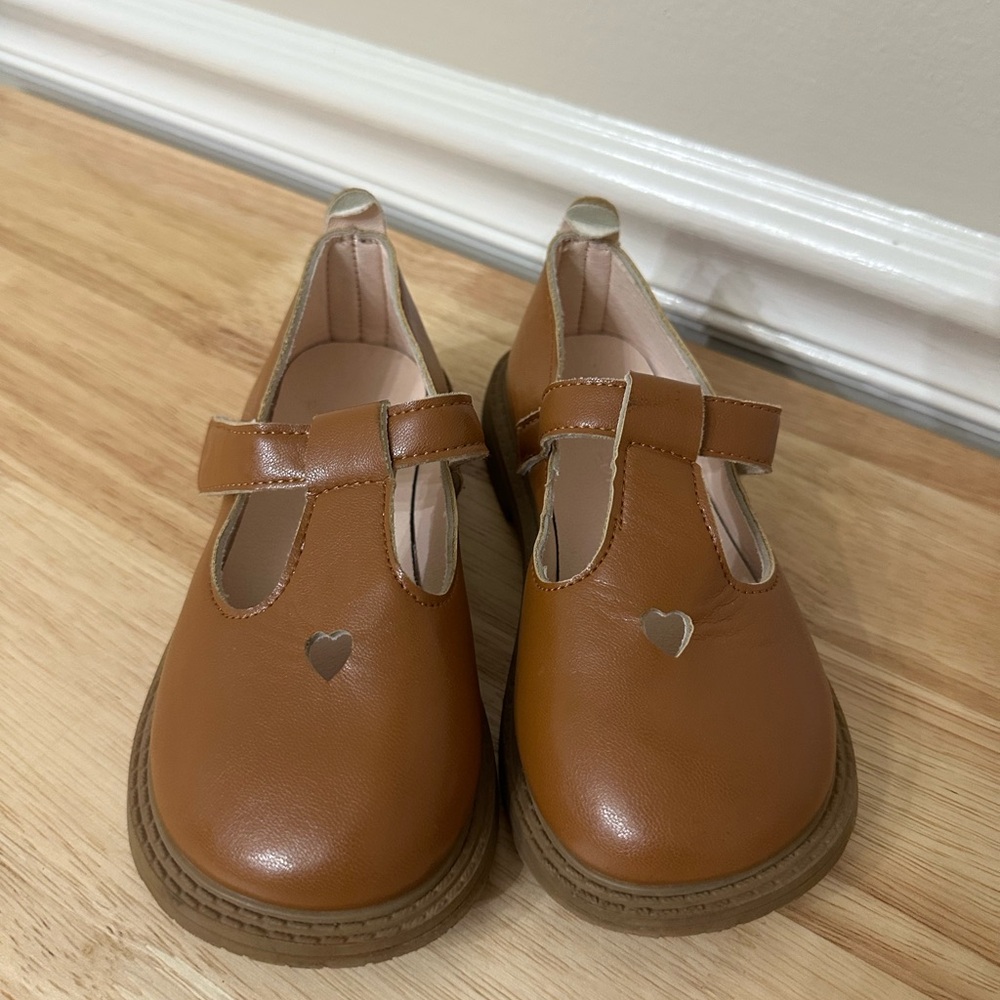 Brown Kids Shoes with Heart Cutout